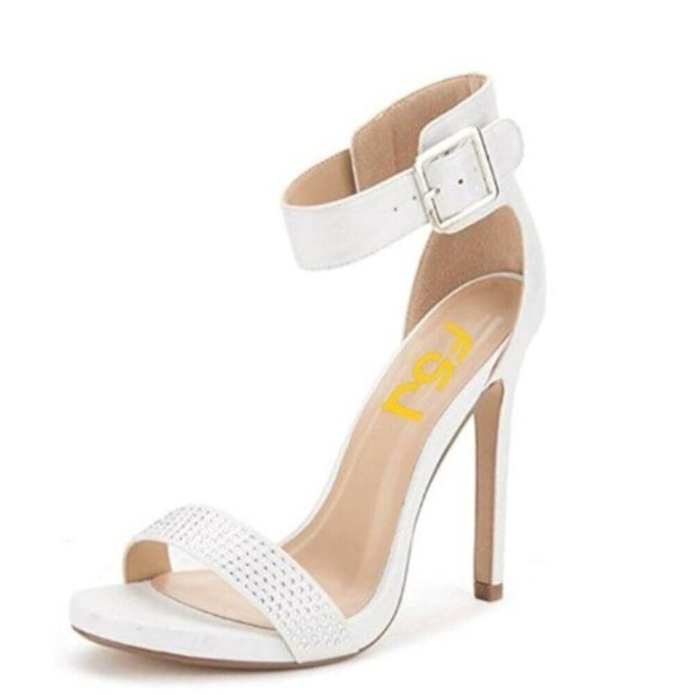 FSJ Women Versatile Ankle Strap Buckle Sandals Open Toe High Heel Pumps for Summ